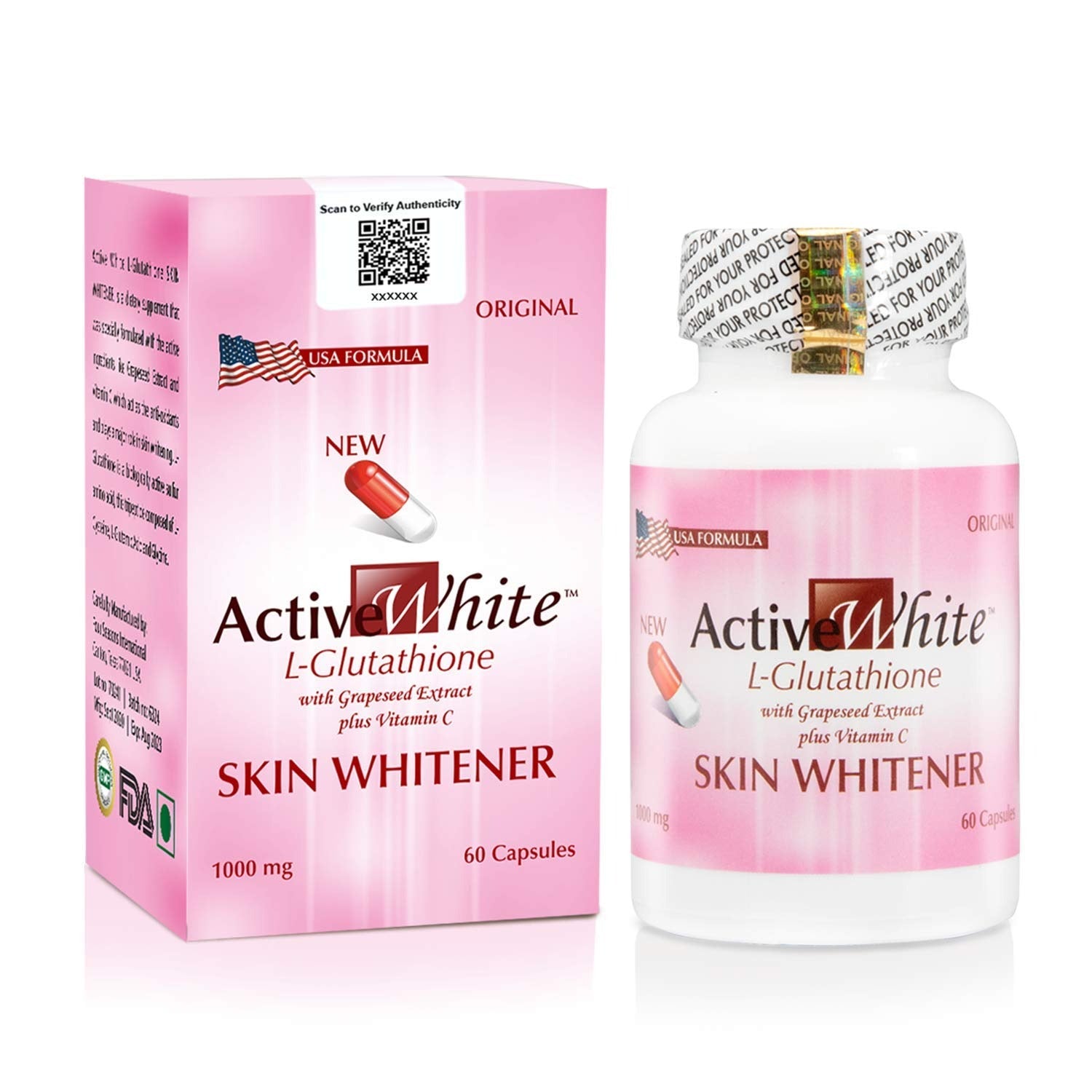 Active White L-Glutathione 1000mg Skin Whitening Capsules
